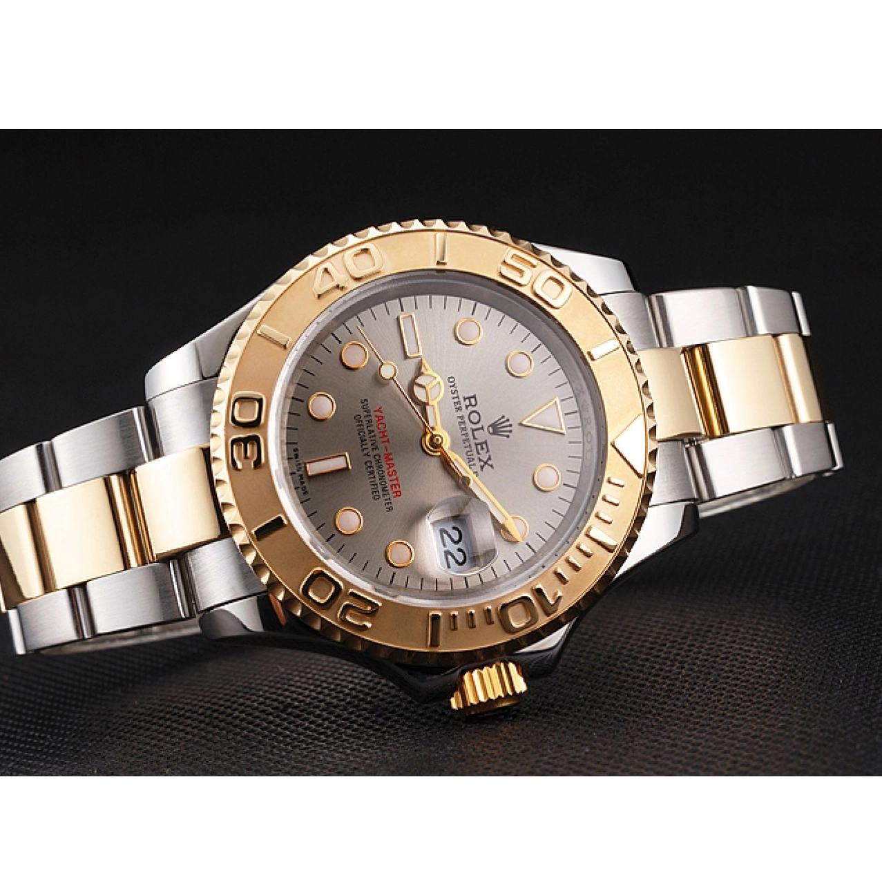 Good Copy Rolex Watches Case Bezel Gold Dial Swiss Gray Rolex Steel Tone Two Yacht-Master Dial Stainless 0701